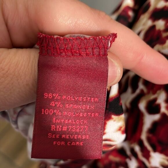 NEW 212 Collection Red & Cream Pattern Waist Twist Dress Size Small - Picture 8 of 9